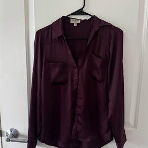 Express Slim Fit Maroon Button Down Shirt